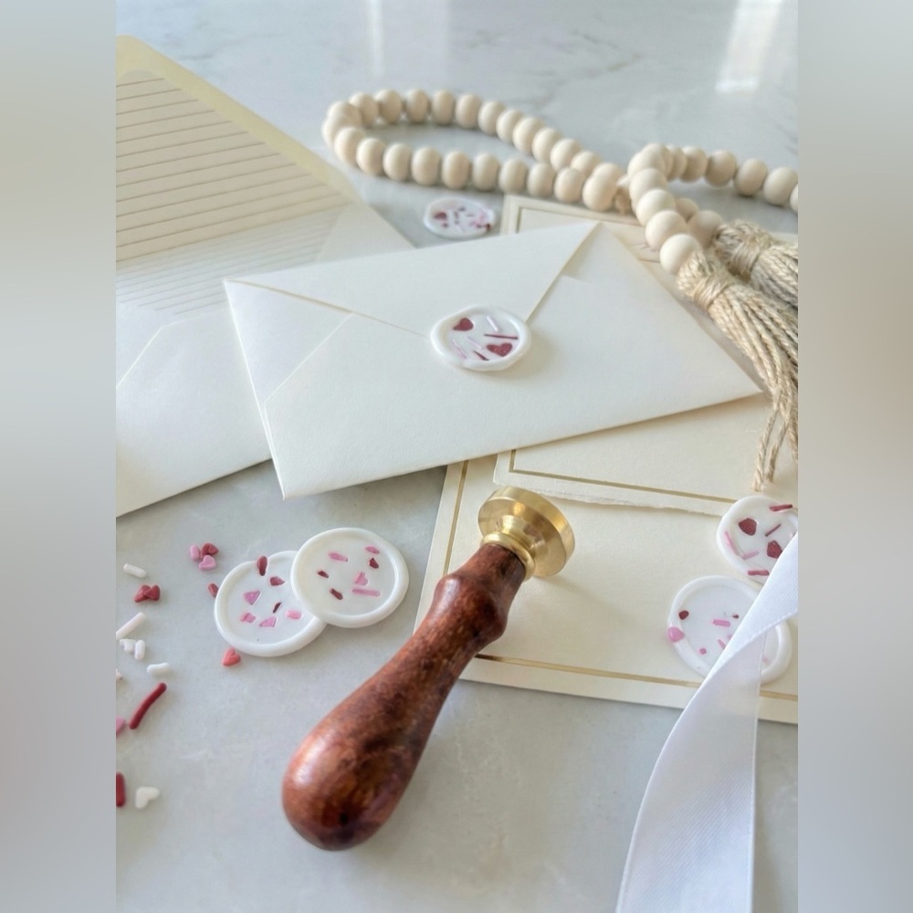 Royal Icing Sprinkle Wax Seals Peel & Stick Faux Icing Valentine Wedding Invite - Picture 5 of 16